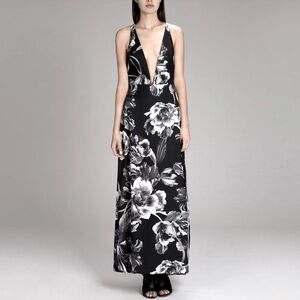 Keepsake the Label Monochrome Bloom Plunge Front Maxi Dress | XS
